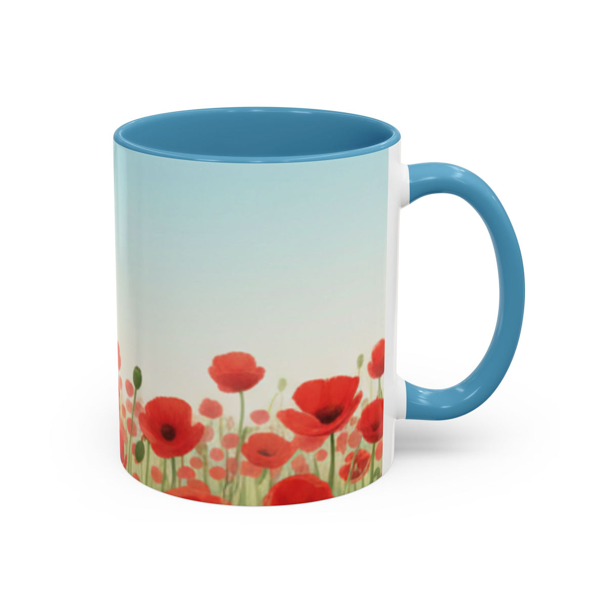 Poppy Field Accent Coffee Mug — Floral 11/15oz Ceramic Morning Cup Bright Uplifting