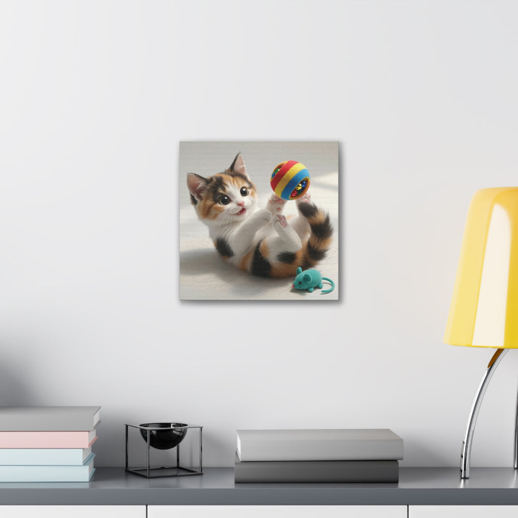 Playful Calico Kitten Canvas- Nursery Decor- Baby & Kids room Decor- Gloria Collection