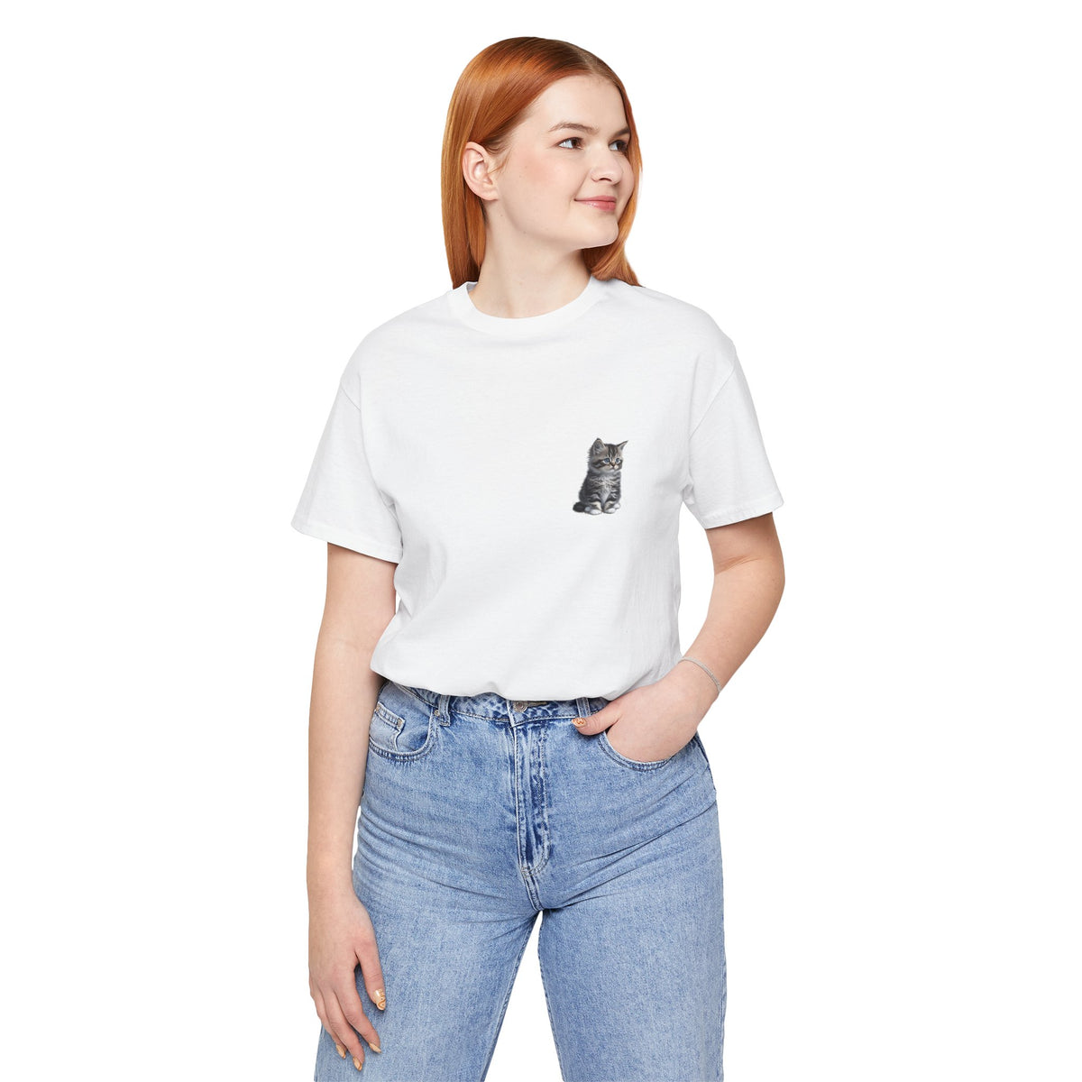 Fluffy Kitten Tabby Tee | Miguel Collection Minimal Cat Illustration T-Shirt