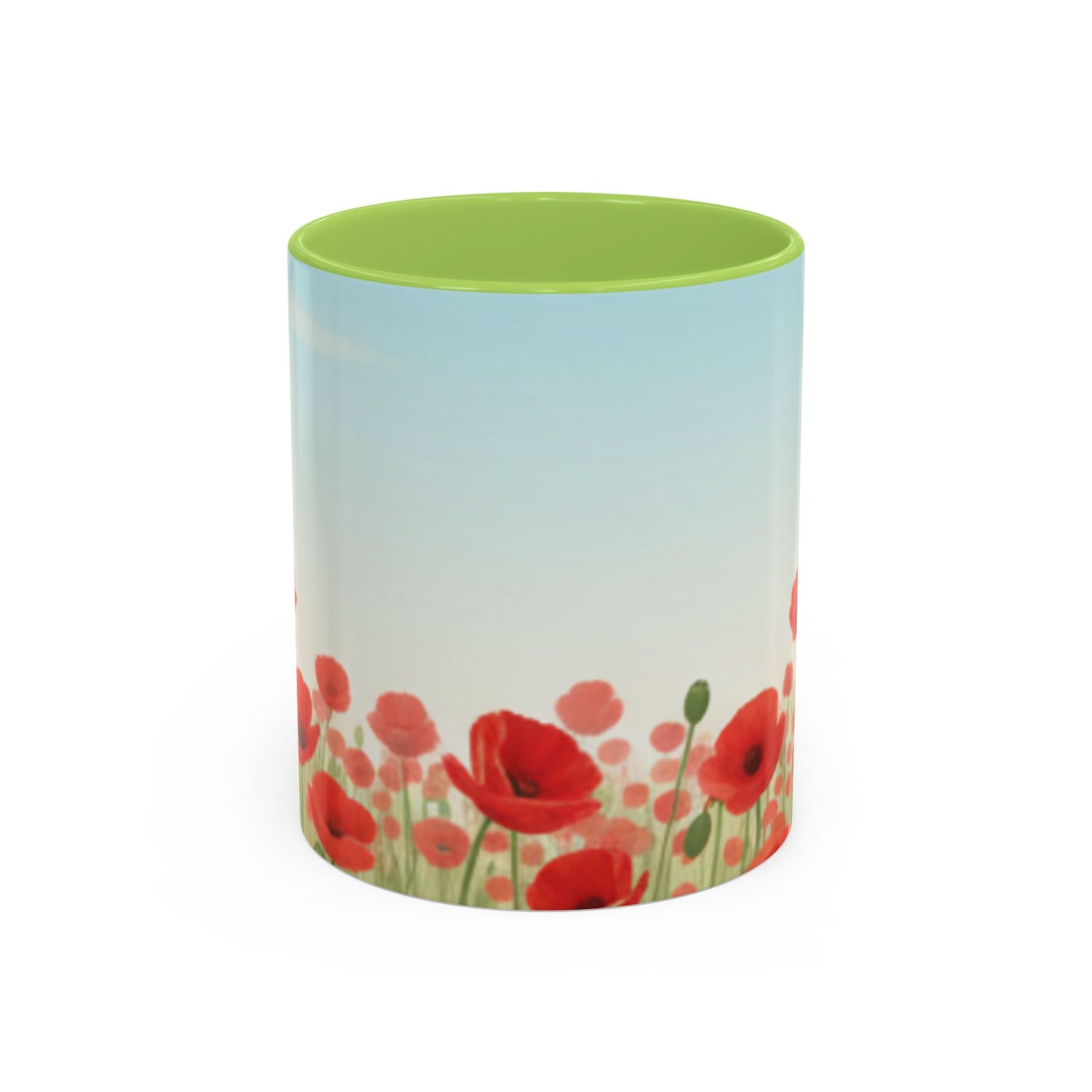 Poppy Field Accent Coffee Mug — Floral 11/15oz Ceramic Morning Cup Bright Uplifting