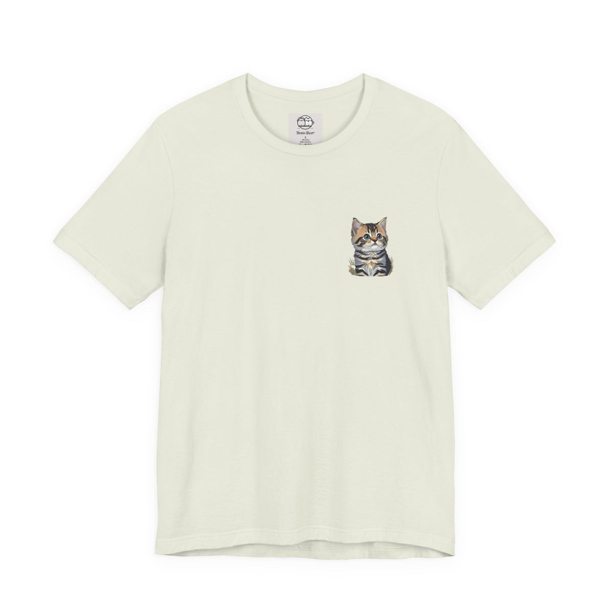 Main Coon Cat Pocket Art T-Shirt | Small Chest Cat Illustration- Bestie Best Collection