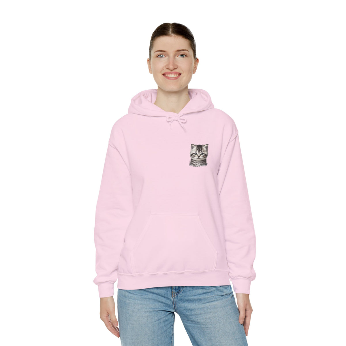 Proper Cat Portrait Illustration Hoodie | Small Chest Print, Bestie Best Collection