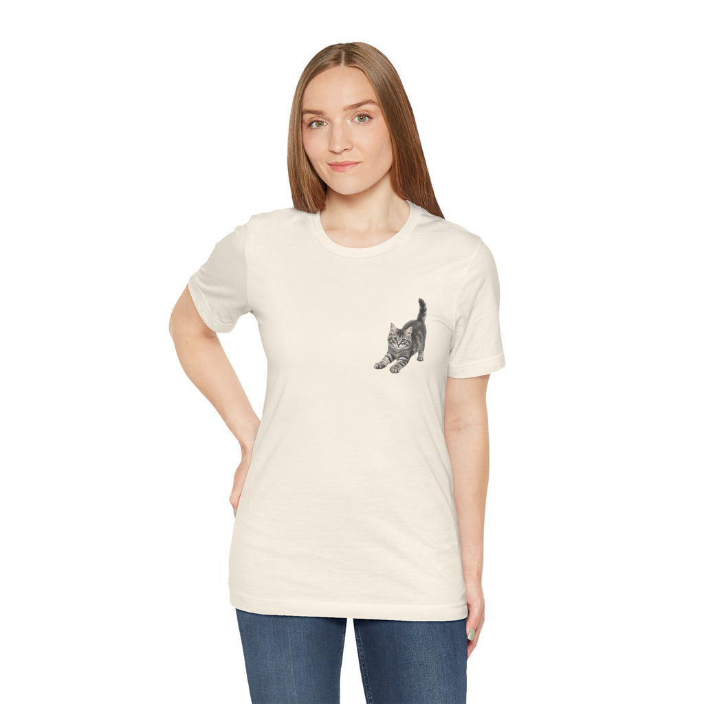 Playful Kitten Pounce Illustration Tee | Carmen Collection Cat Drawing