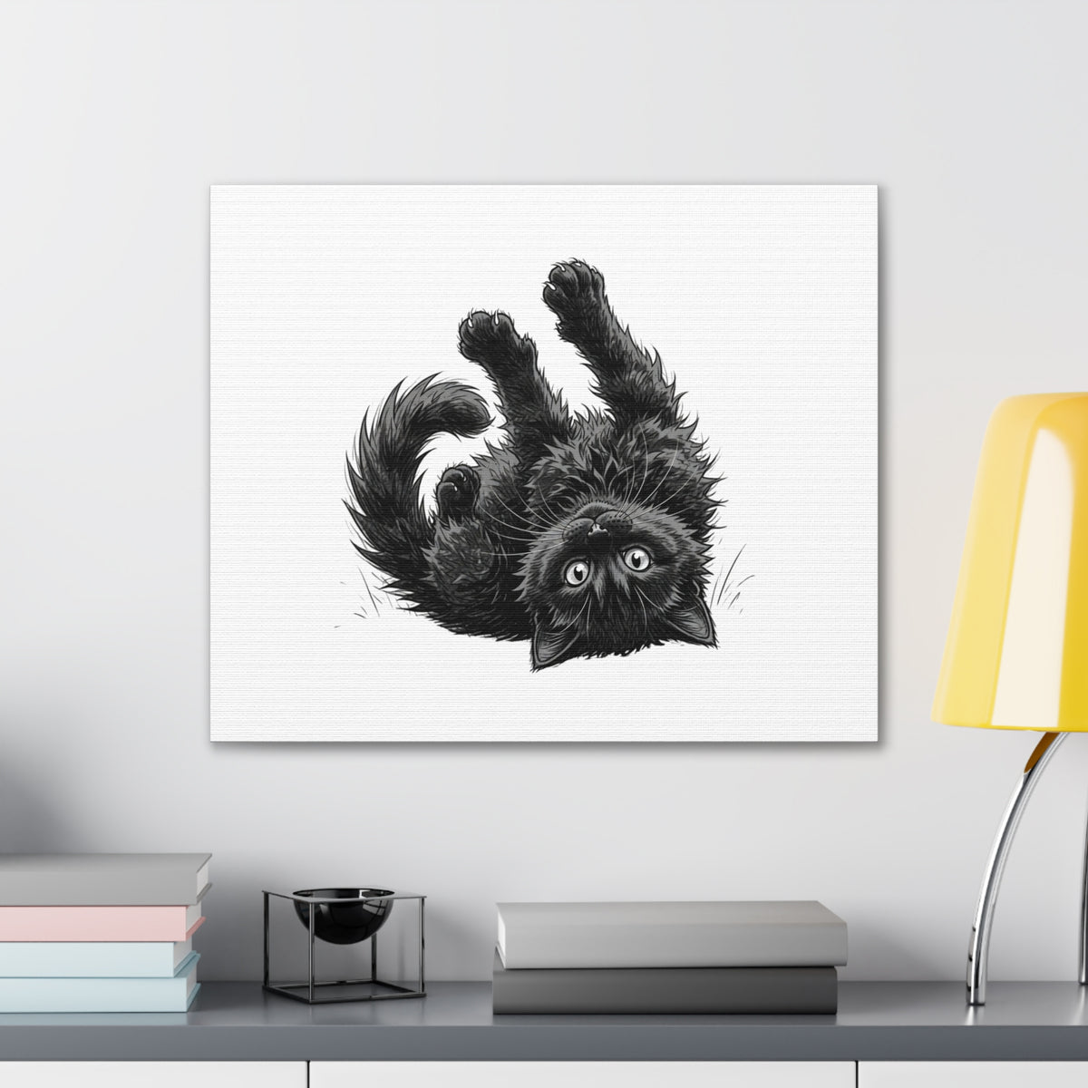 Playful Fluffy Black Kitten Canvas- Twixie Collection- Bestie Best Decor Collection