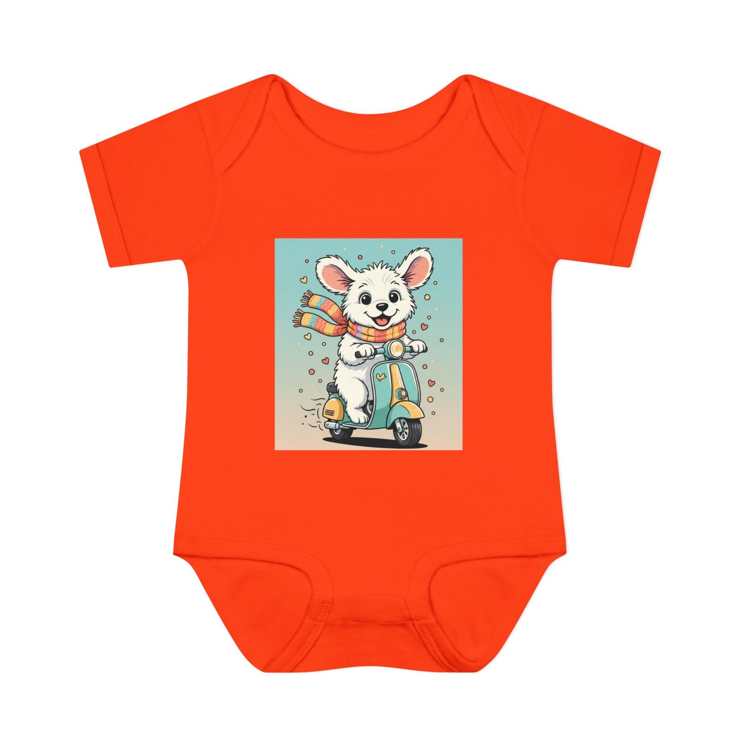 Cute Puppy & his Scooter- Infant Baby Rib Bodysuit- Unisex