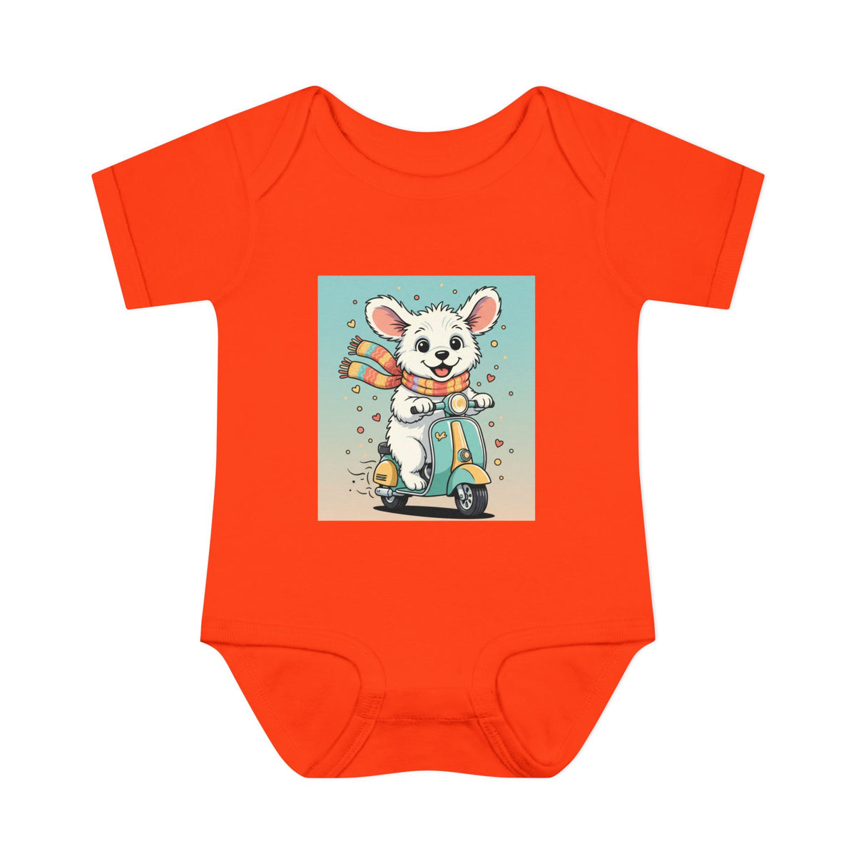Cute Puppy & his Scooter- Infant Baby Rib Bodysuit- Unisex