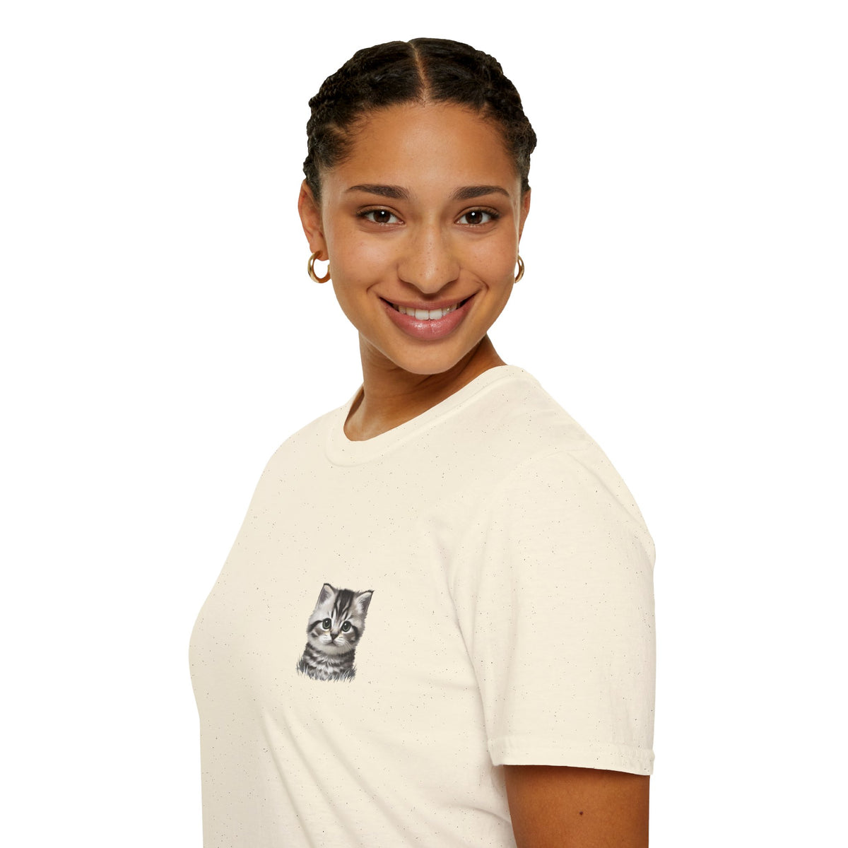 Proper Kitten Portrait T-Shirt | Small Chest Pocket Illustration- Bestie Best Collection