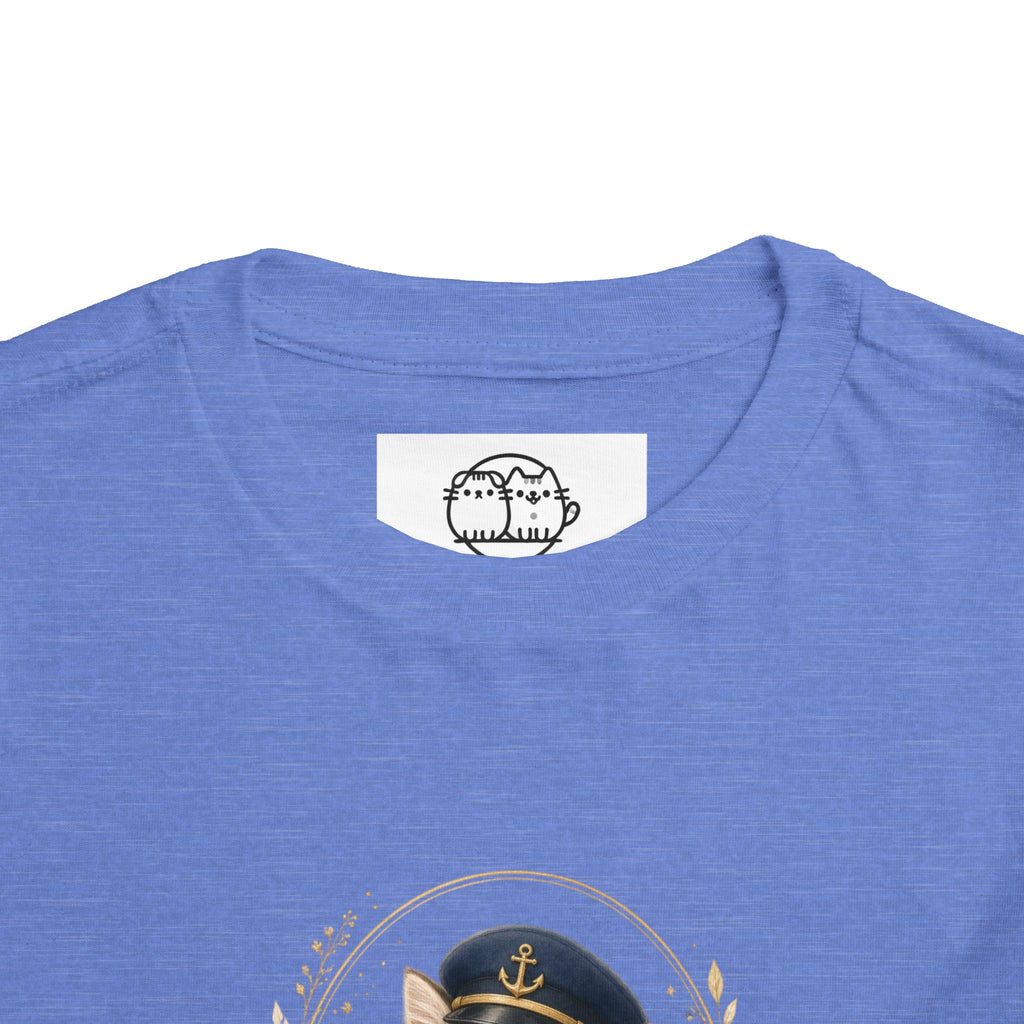 Little Officer Cat toddler tee | kitten captain illustration- Carmen Collection- Bestie Best Luxury Collection