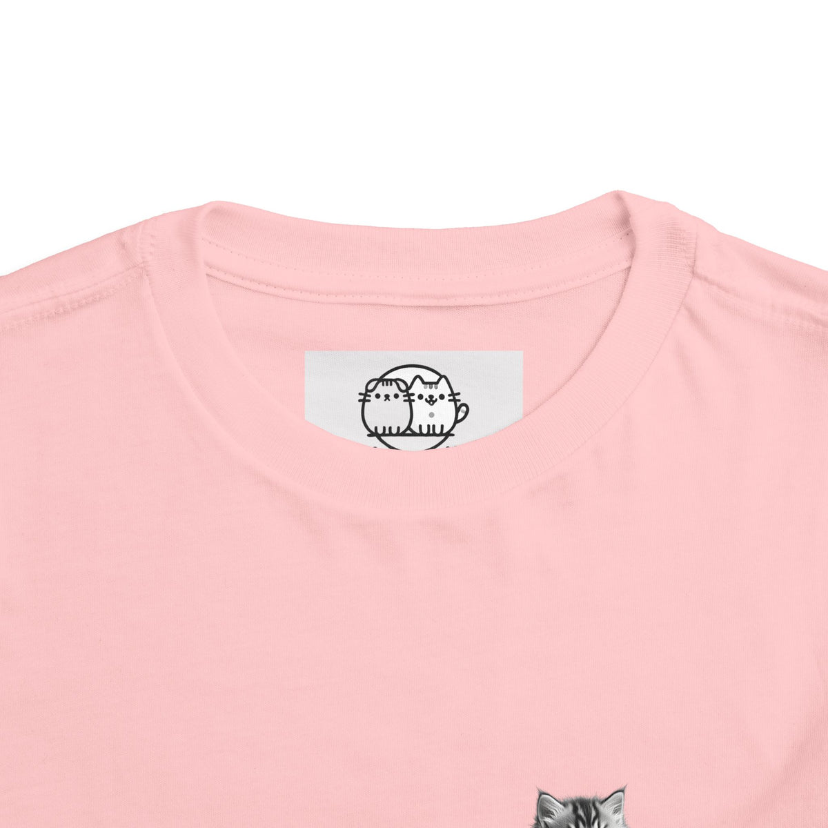 Playful Fluffy Tabby Kitten Graphic Toddler Tee | Cute Cat Illustration- Sage Collection- Bestie Best Collection
