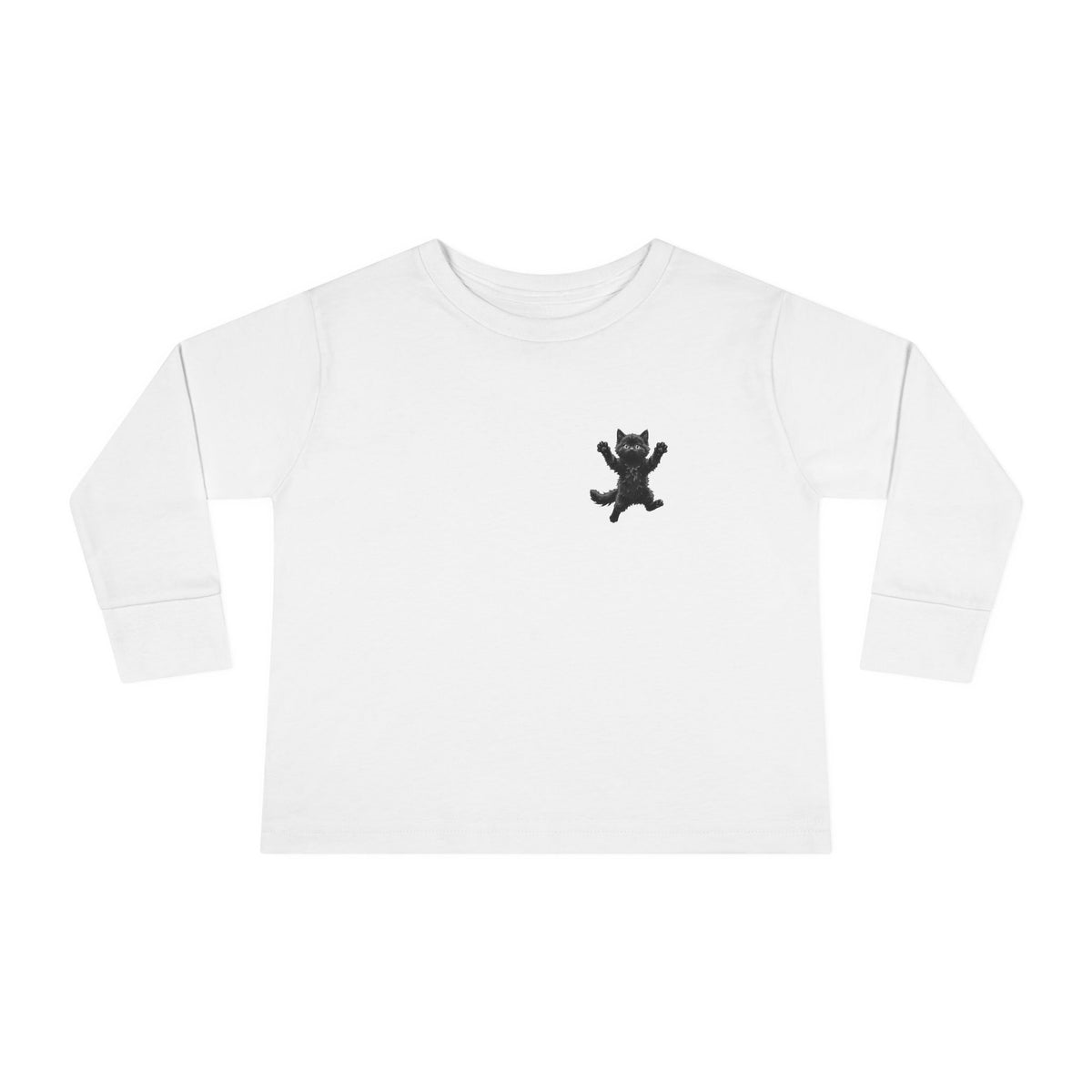 Playful Black Fluffy Kitty toddler long sleeve tee | Mini graphic- Twixie Collection- Bestie Best Collection