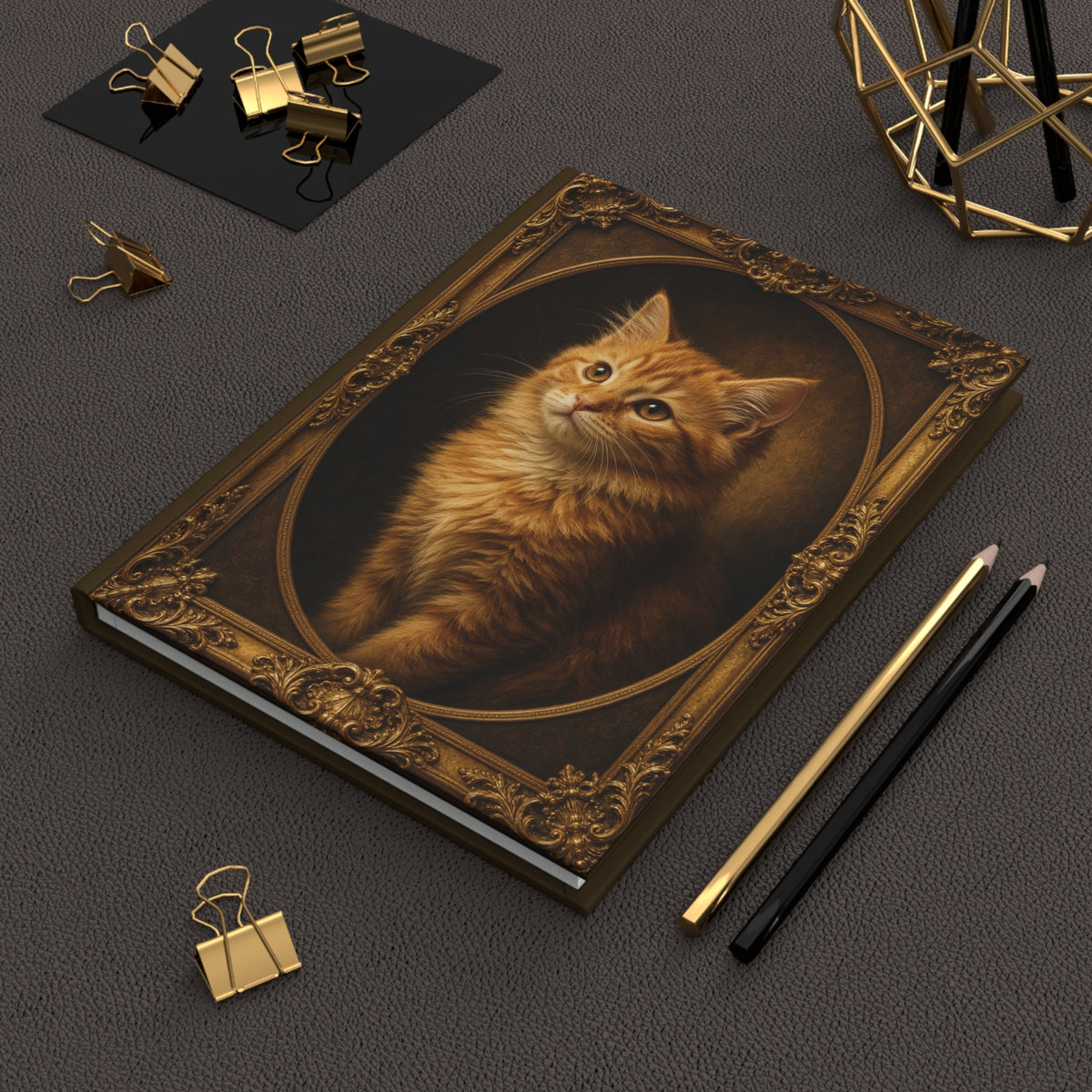 Regal Orange Tabby Portrait Hardcover Journal | Lined Notebook- Vincent Bestie Best Collection
