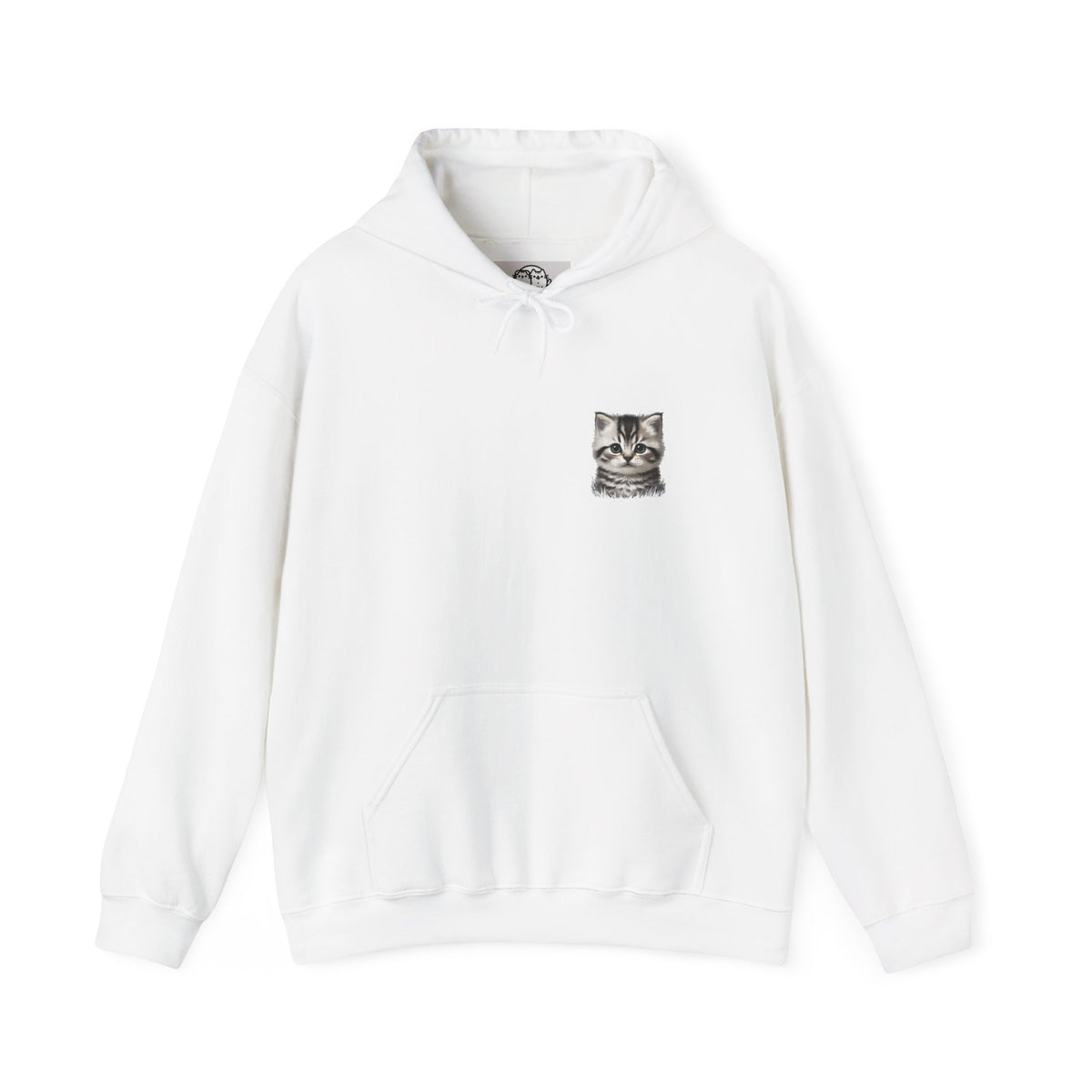 Proper Cat Portrait Illustration Hoodie | Small Chest Print, Bestie Best Collection