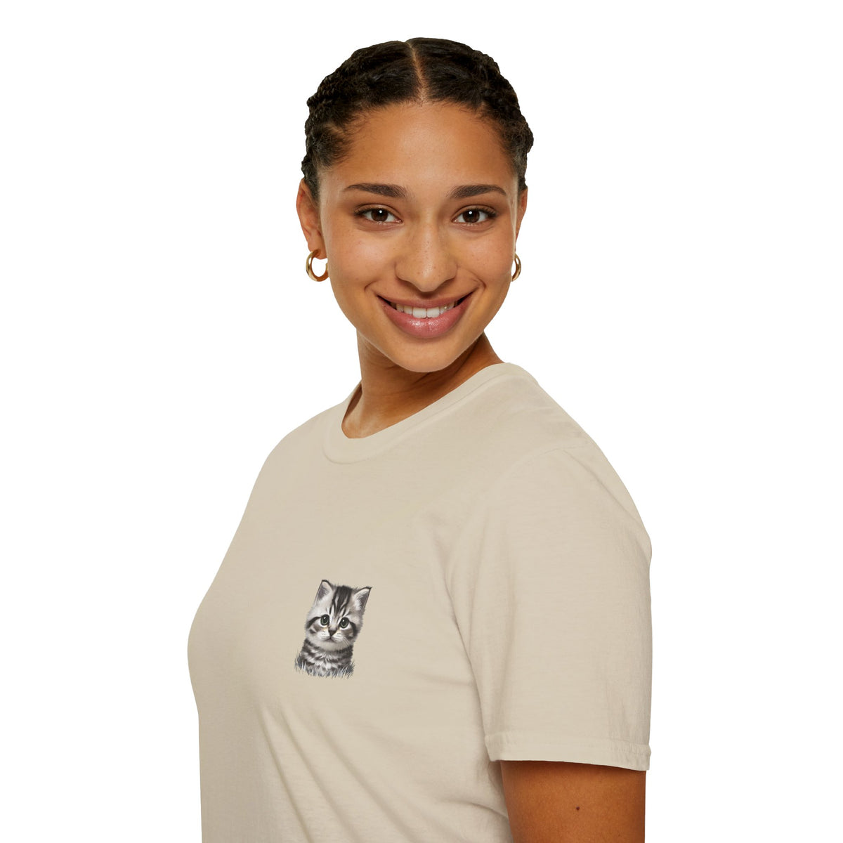 Proper Kitten Portrait T-Shirt | Small Chest Pocket Illustration- Bestie Best Collection