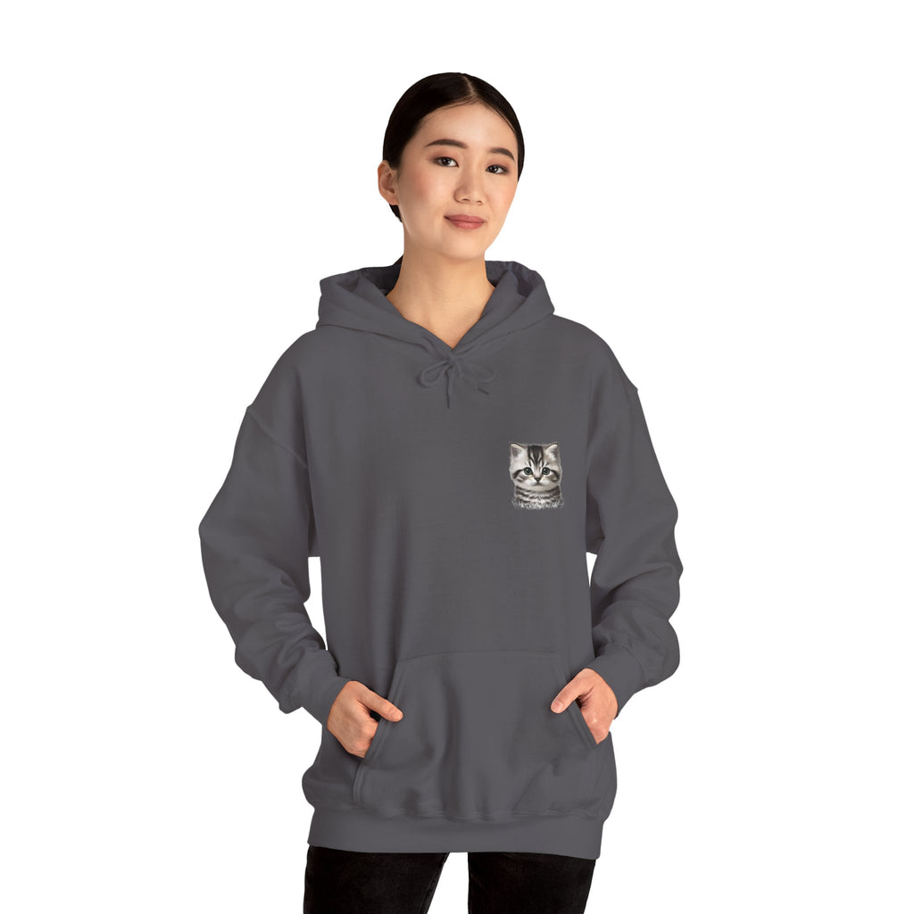 Proper Cat Portrait Illustration Hoodie | Small Chest Print, Bestie Best Collection