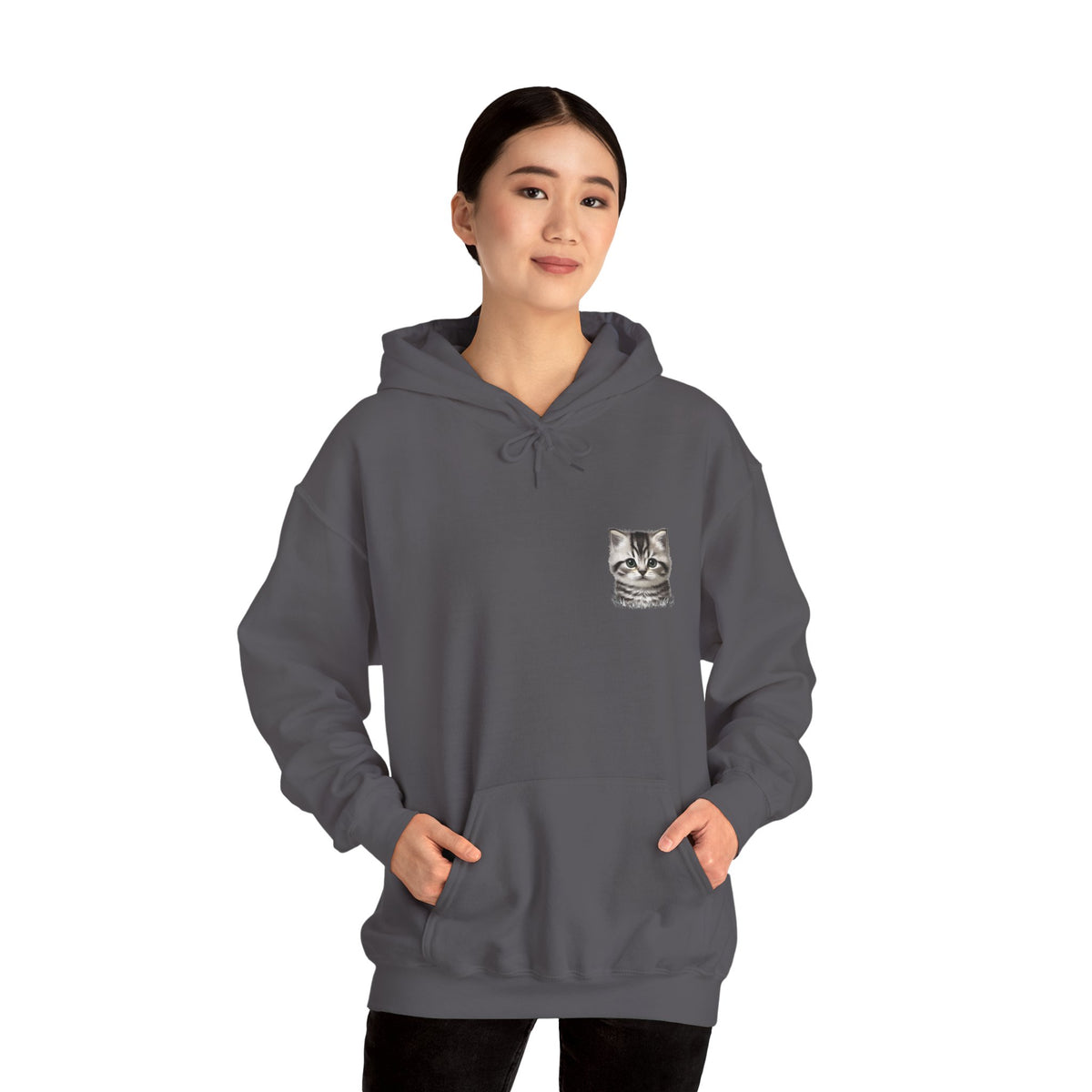 Proper Cat Portrait Illustration Hoodie | Small Chest Print, Bestie Best Collection