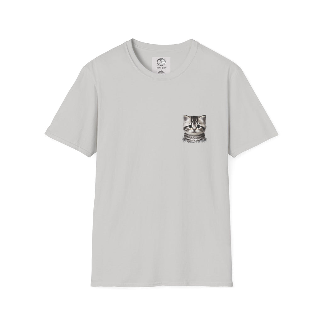 Proper Kitten Portrait T-Shirt | Small Chest Pocket Illustration- Bestie Best Collection