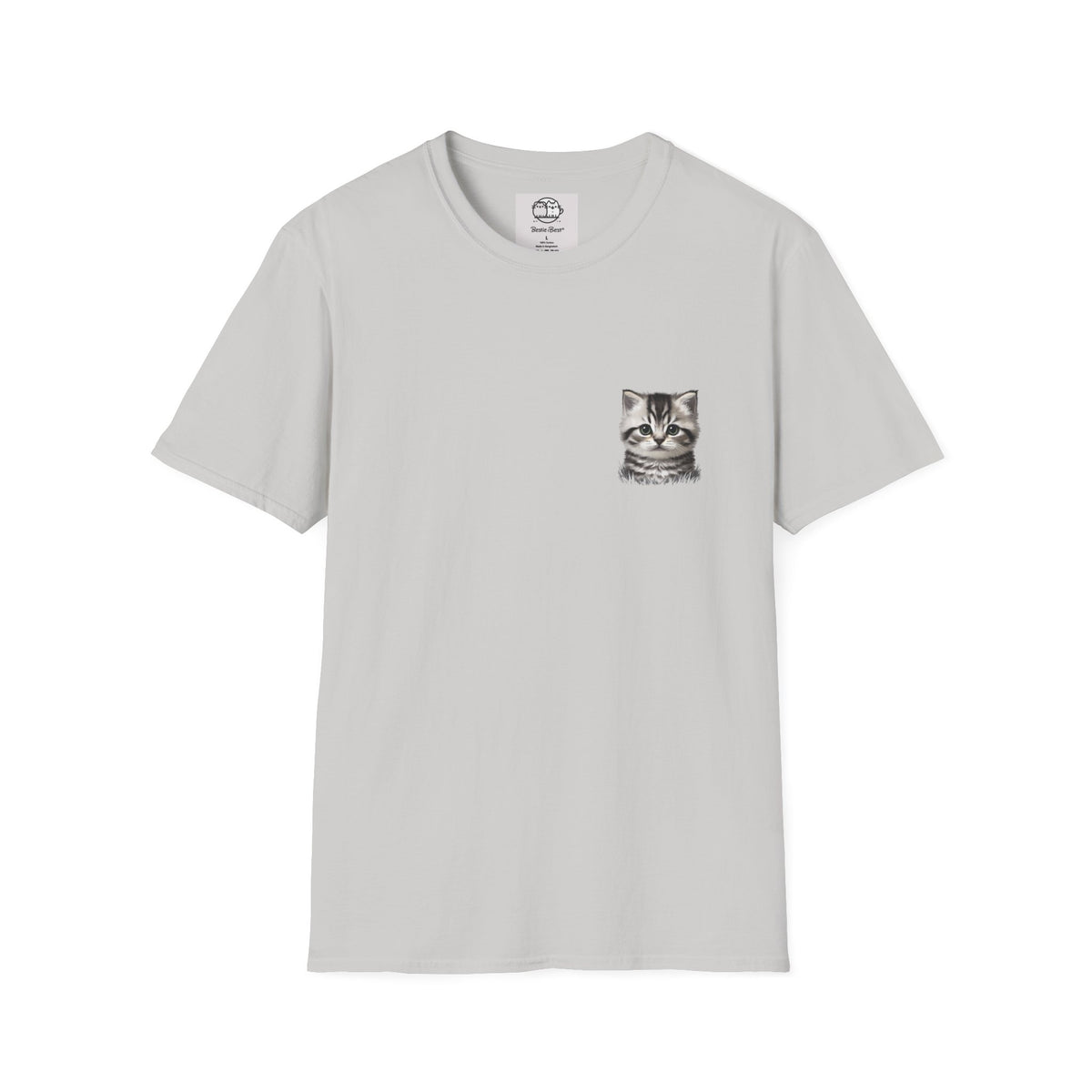 Proper Kitten Portrait T-Shirt | Small Chest Pocket Illustration- Bestie Best Collection