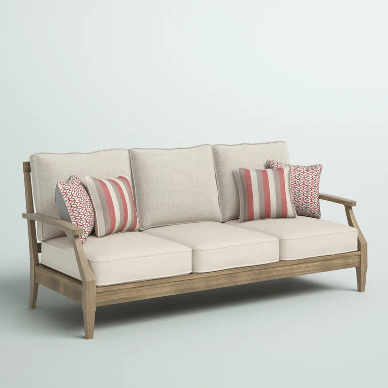 Arikka 81'' Wide Straight Eucalyptus Patio Sofa with Cushions