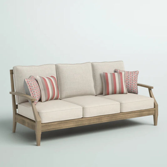 Arikka 81'' Wide Straight Eucalyptus Patio Sofa with Cushions