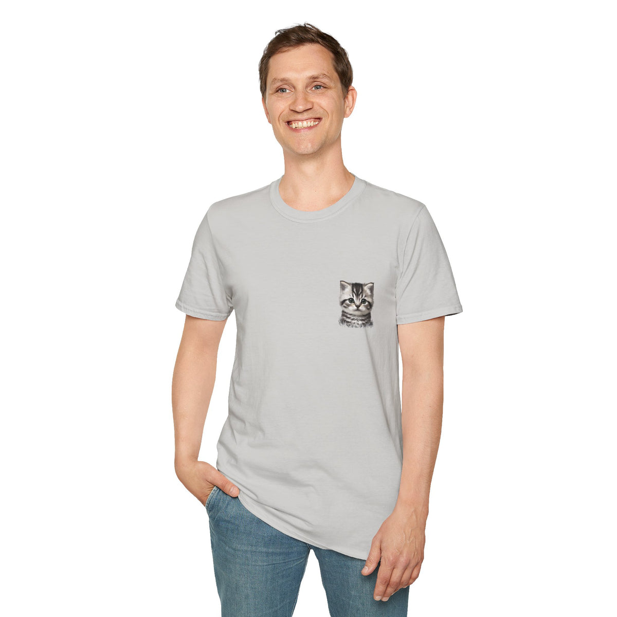 Proper Kitten Portrait T-Shirt | Small Chest Pocket Illustration- Bestie Best Collection