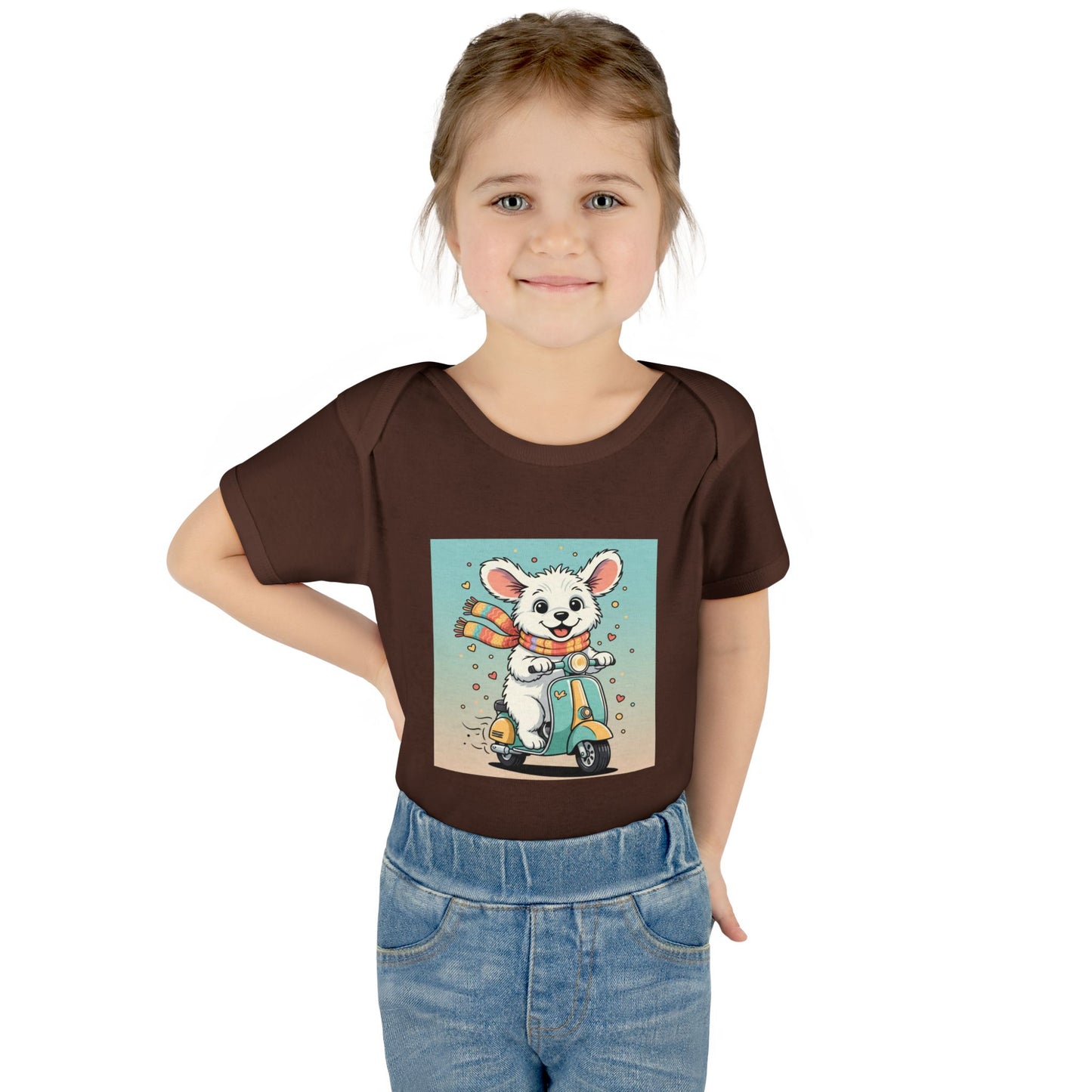 Cute Puppy & his Scooter- Infant Baby Rib Bodysuit- Unisex