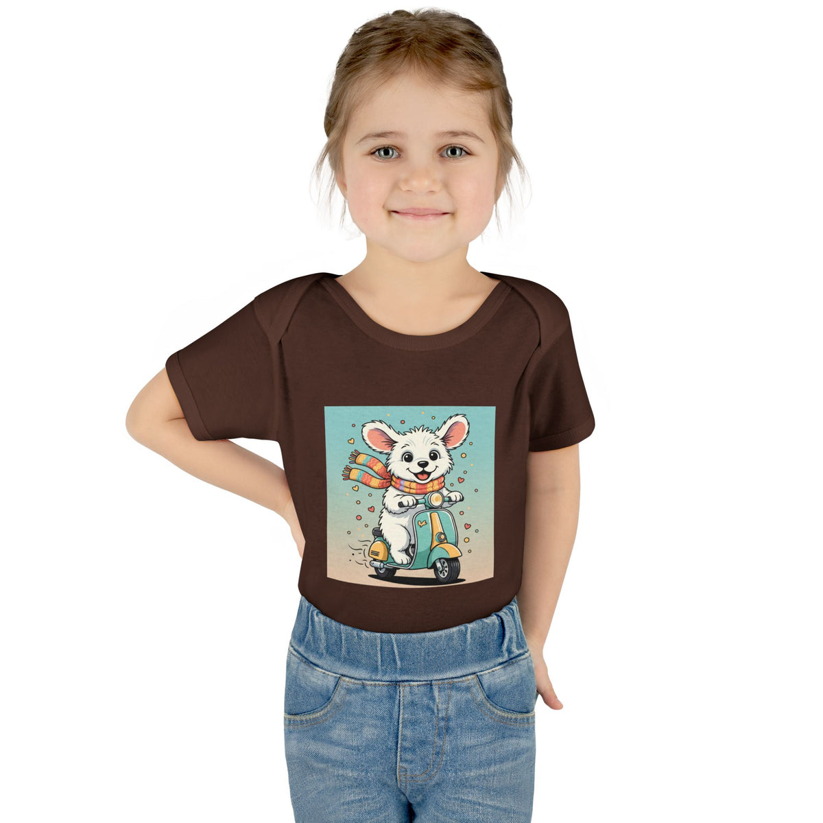 Cute Puppy & his Scooter- Infant Baby Rib Bodysuit- Unisex