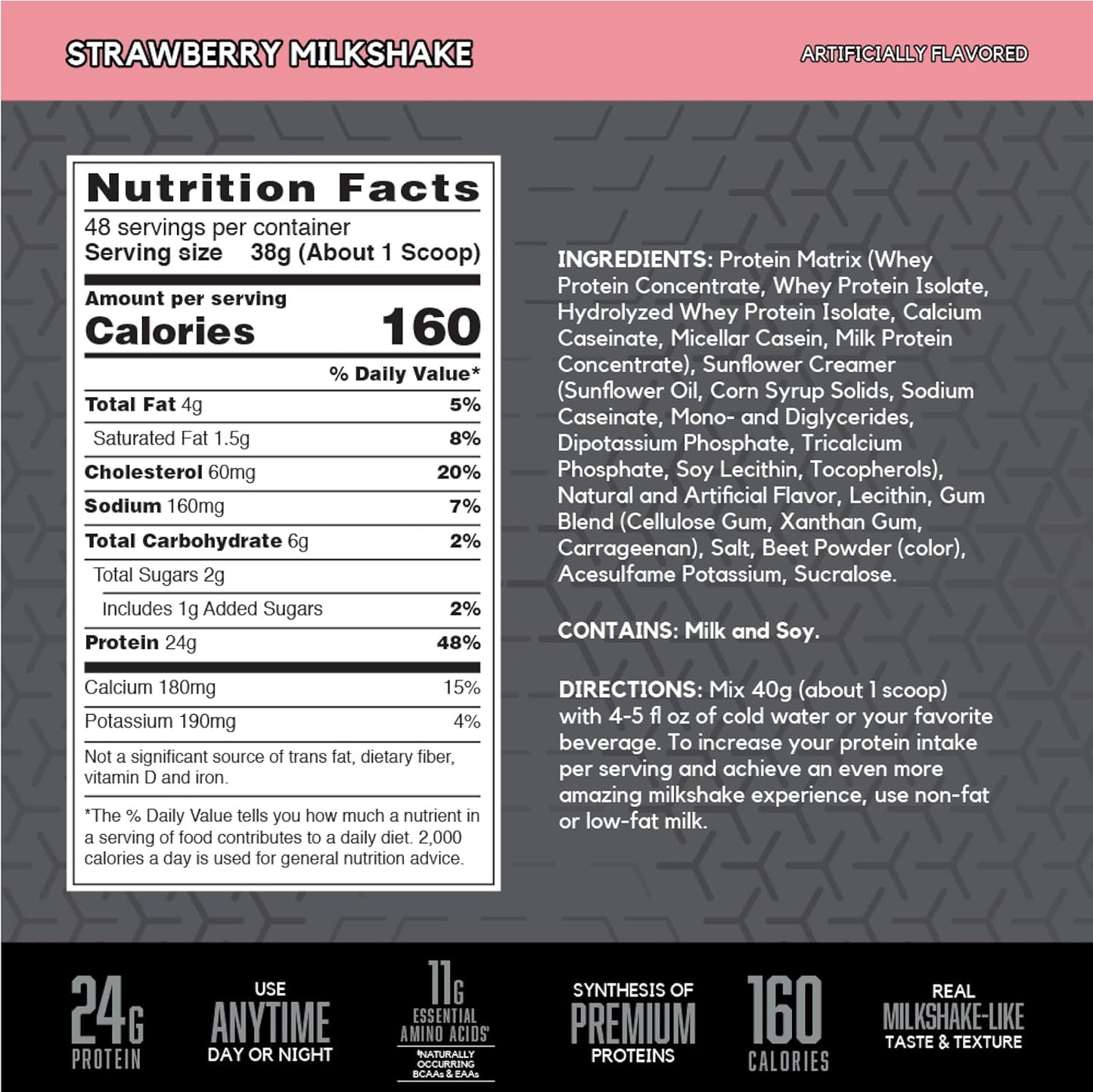 SYNTHA-6 Edge Powder, Low Sugar, Strawberry Milkshake, 48 Servings | Premium Hydrolyzed Whey and Micellar Casein Blend for Muscle Gain, Low Sugar, 24G Protein, Keto Friendly