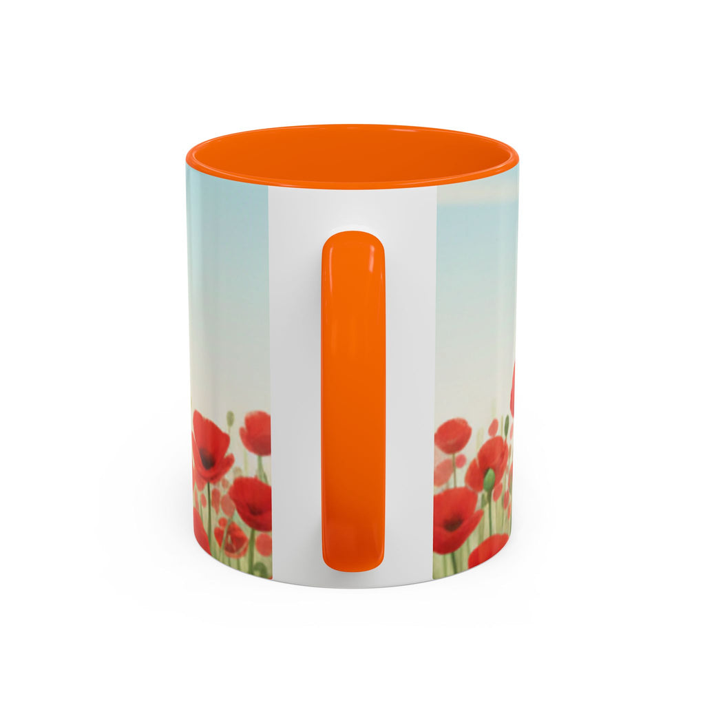 Poppy Field Accent Coffee Mug — Floral 11/15oz Ceramic Morning Cup Bright Uplifting
