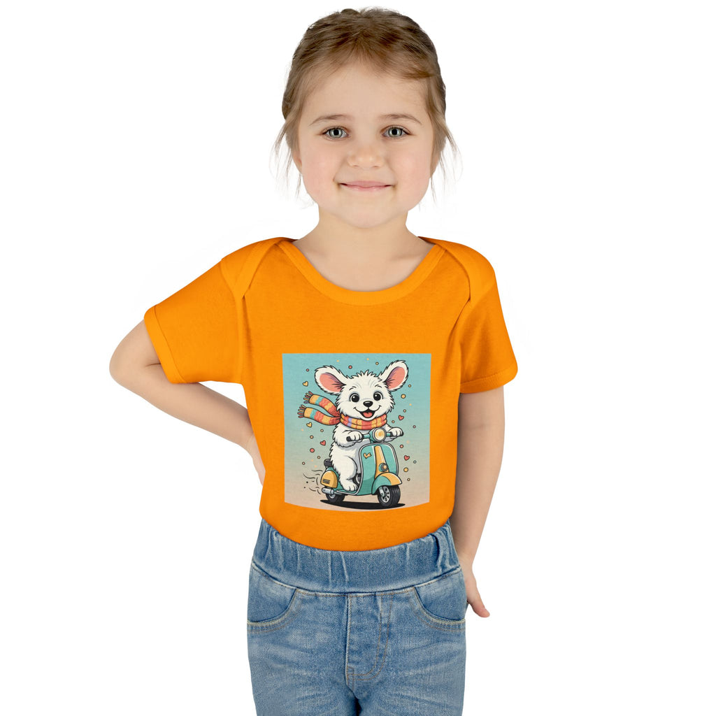 Cute Puppy & his Scooter- Infant Baby Rib Bodysuit- Unisex