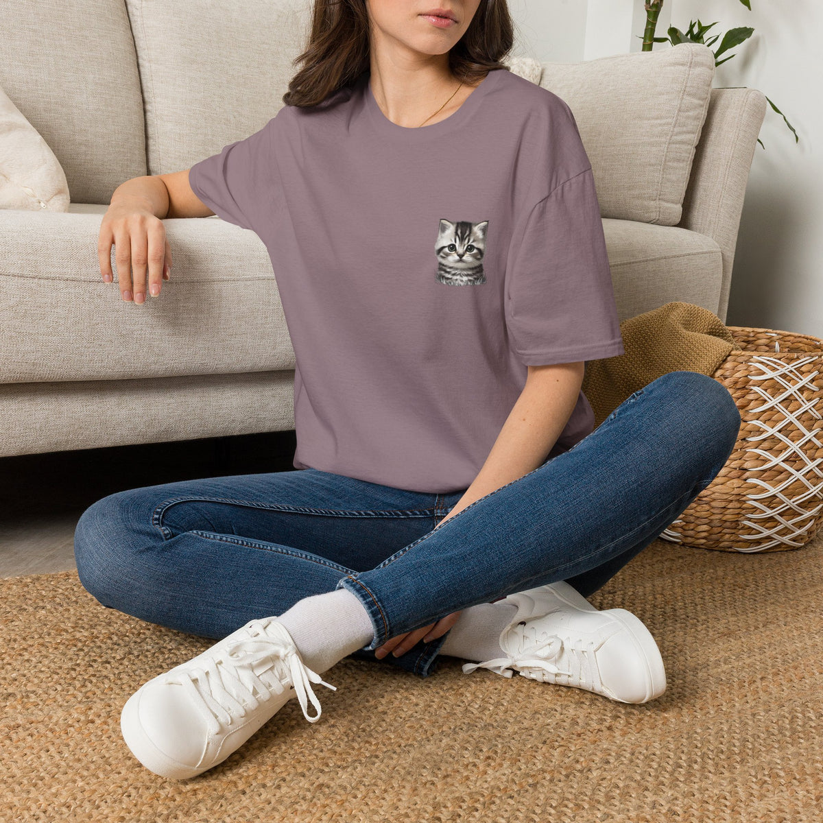 Proper Kitten Portrait T-Shirt | Small Chest Pocket Illustration- Bestie Best Collection