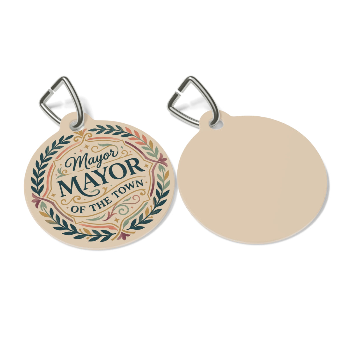 Mayor of the Town Pet Tag — Decorative Round Dog Cat ID Tag