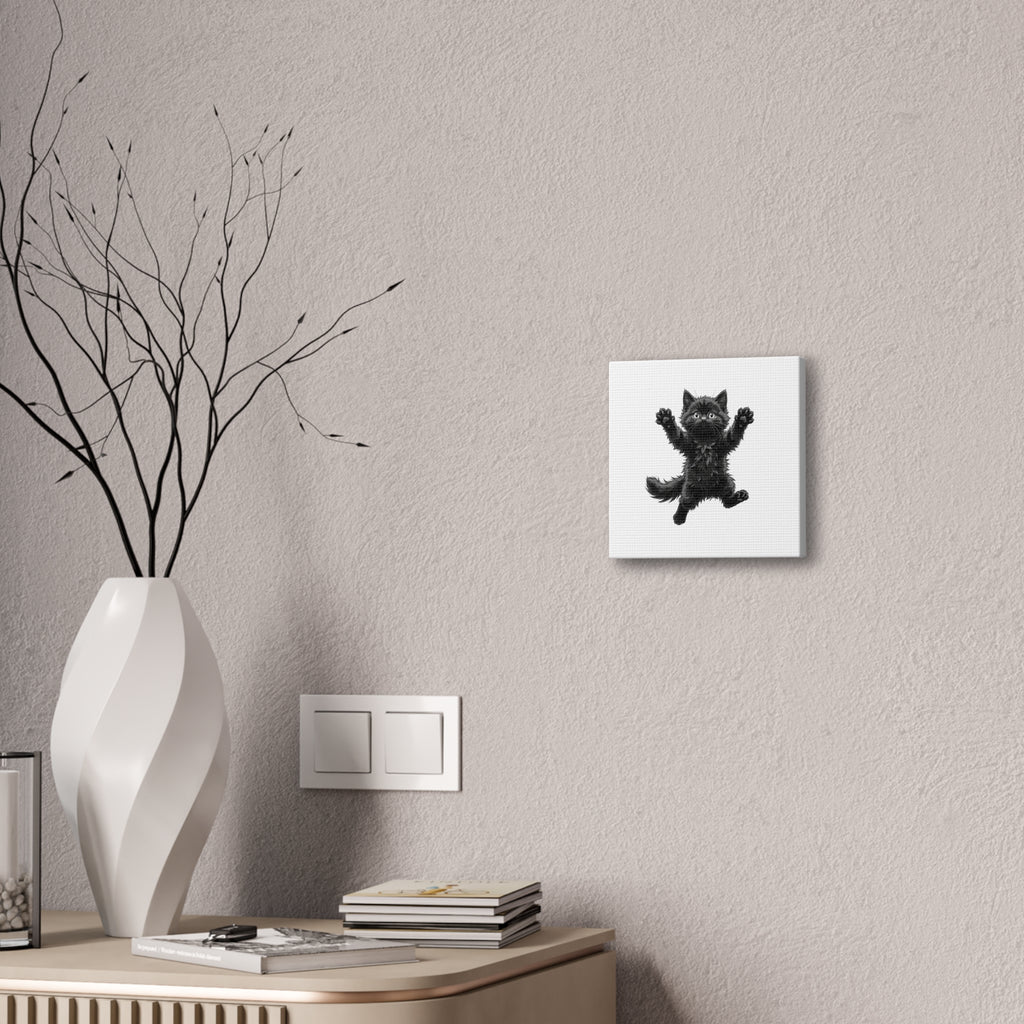 Playful Fluffy Black Kitten Canvas- Twixie Collection- Bestie Best Decor Collection