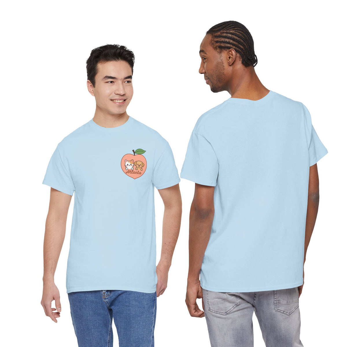 ATLANTA Peach Kitten & Doggie Tee | Cute GA Peach Illustration T-Shirt