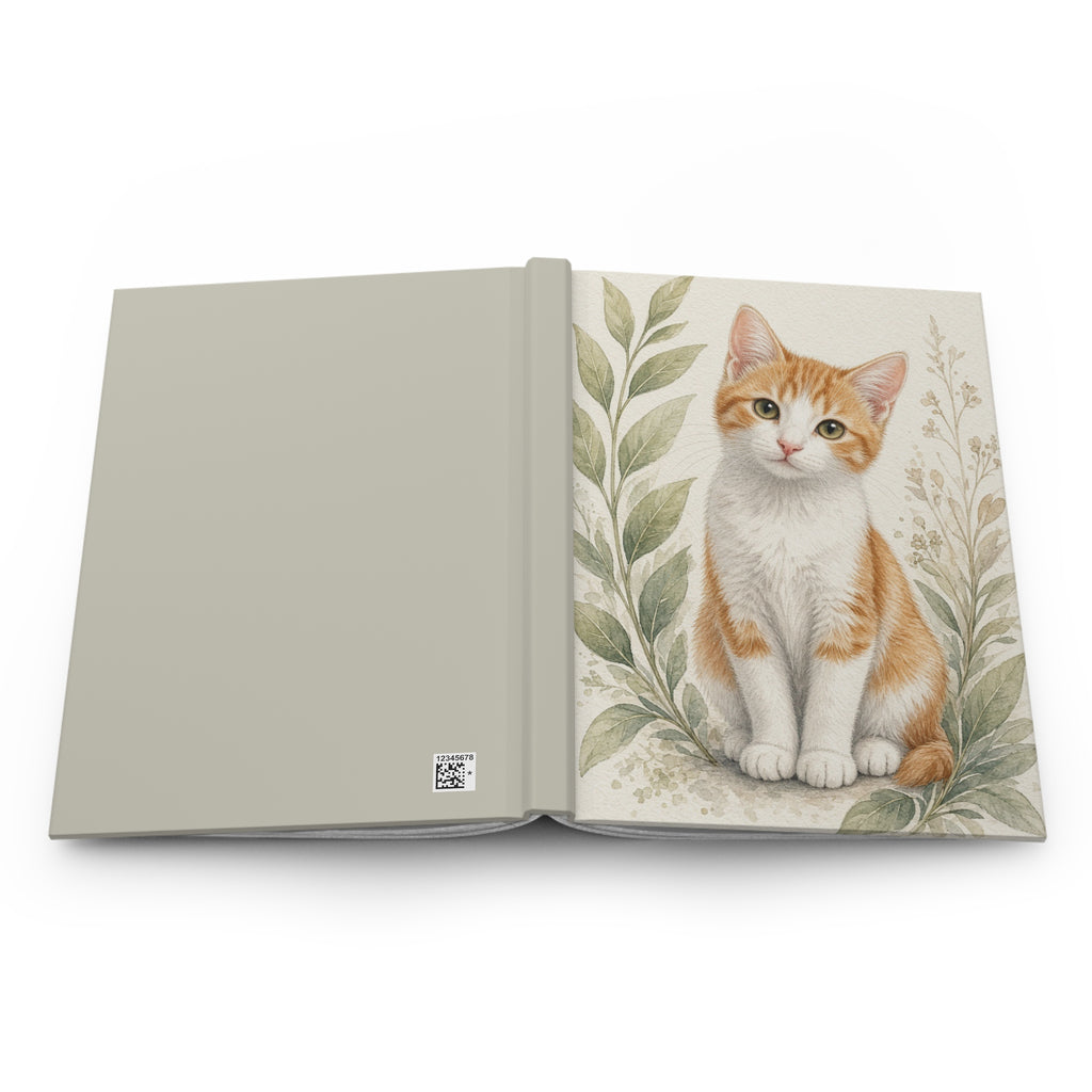 Orange Kitten Cat Illustration Hardcover Journal | Botanical Kitten Notebook- Vincent Bestie Best Collection