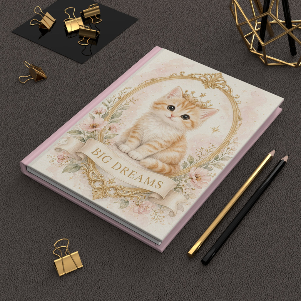 Royal Orange Cute Kitten with Big Dreams Journal | Hardcover Notebook, Pink Floral- Bestie Best Journal Collection