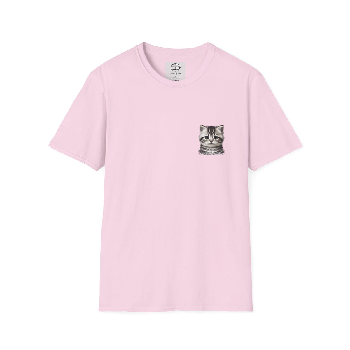 Proper Kitten Portrait T-Shirt | Small Chest Pocket Illustration- Bestie Best Collection