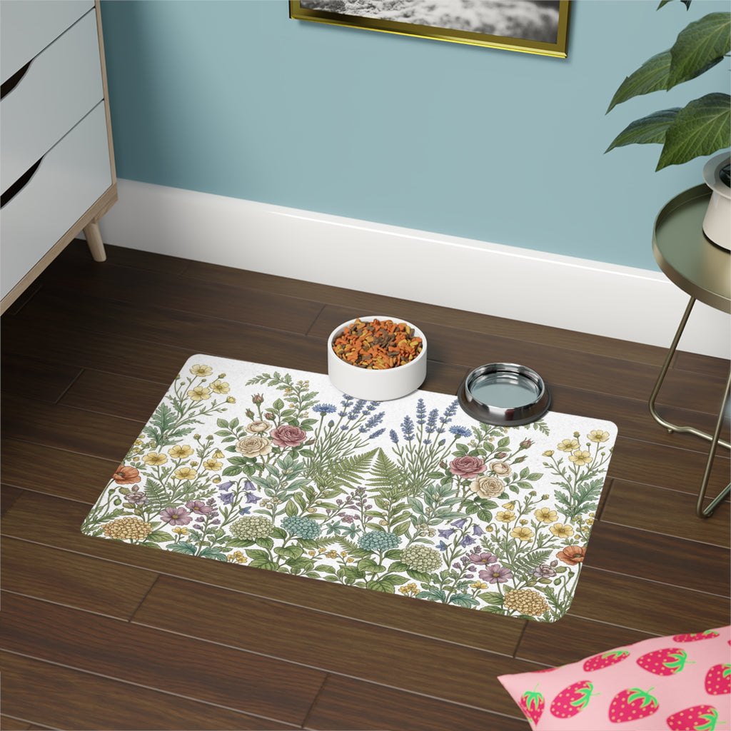 Wildflower Garden Pet Food Mat- Poppy Bestie Best Collection