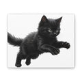 Leaping Fluffy Black Kitten Canvas- Twixie Collection- Bestie Best Decor Collection