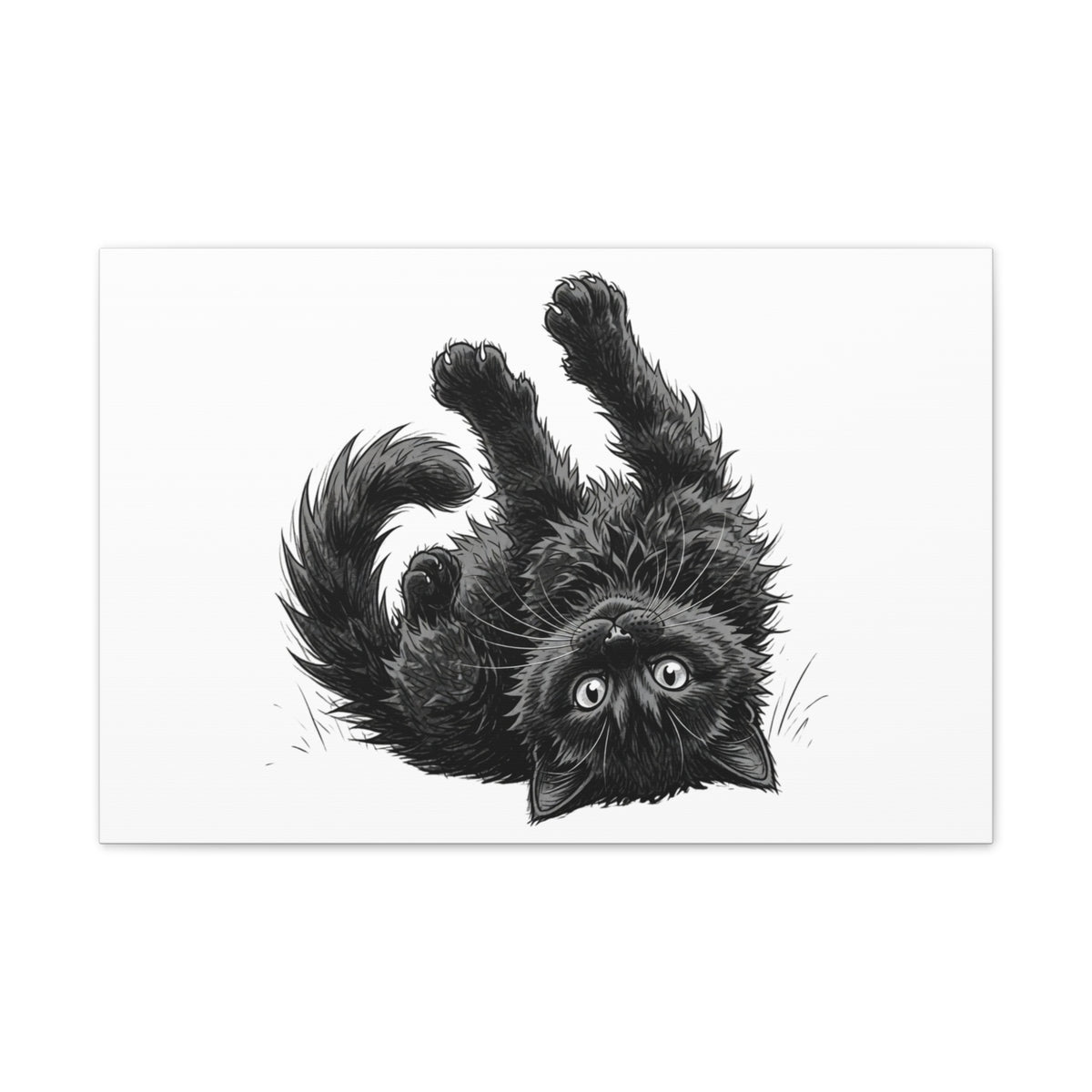 Playful Fluffy Black Kitten Canvas- Twixie Collection- Bestie Best Decor Collection