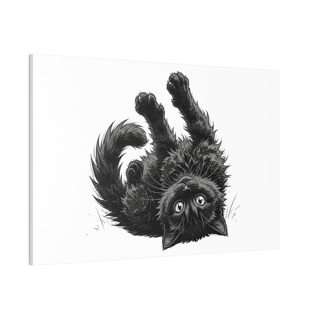 Playful Fluffy Black Kitten Canvas- Twixie Collection- Bestie Best Decor Collection