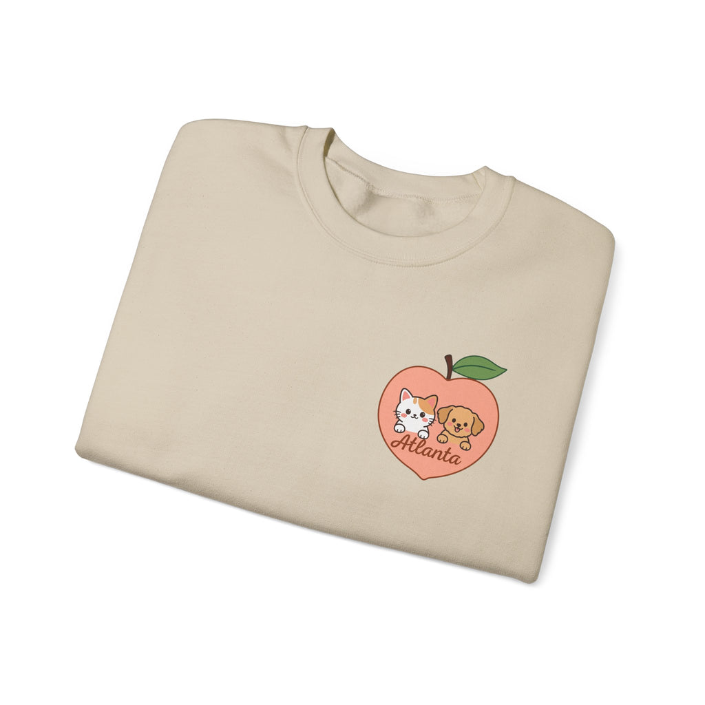 ATLANTA Peach Kitten & Doggie sweatshirt | Cute GA peach illustration