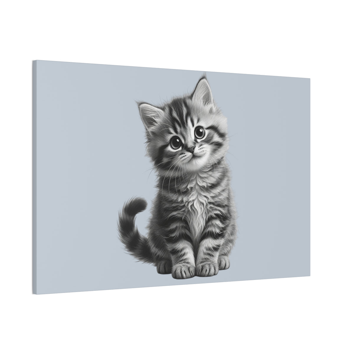 Gray Tabby Kitten Illustration Canvas- Bestie Best Decor Collection- Sage Collection