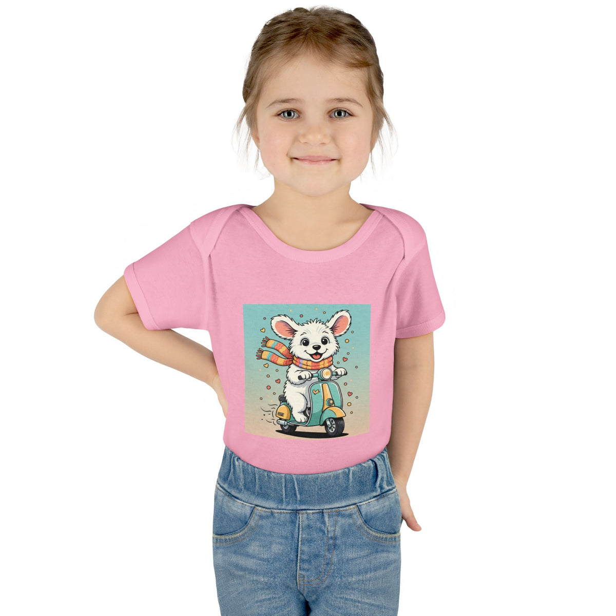 Cute Puppy & his Scooter- Infant Baby Rib Bodysuit- Unisex