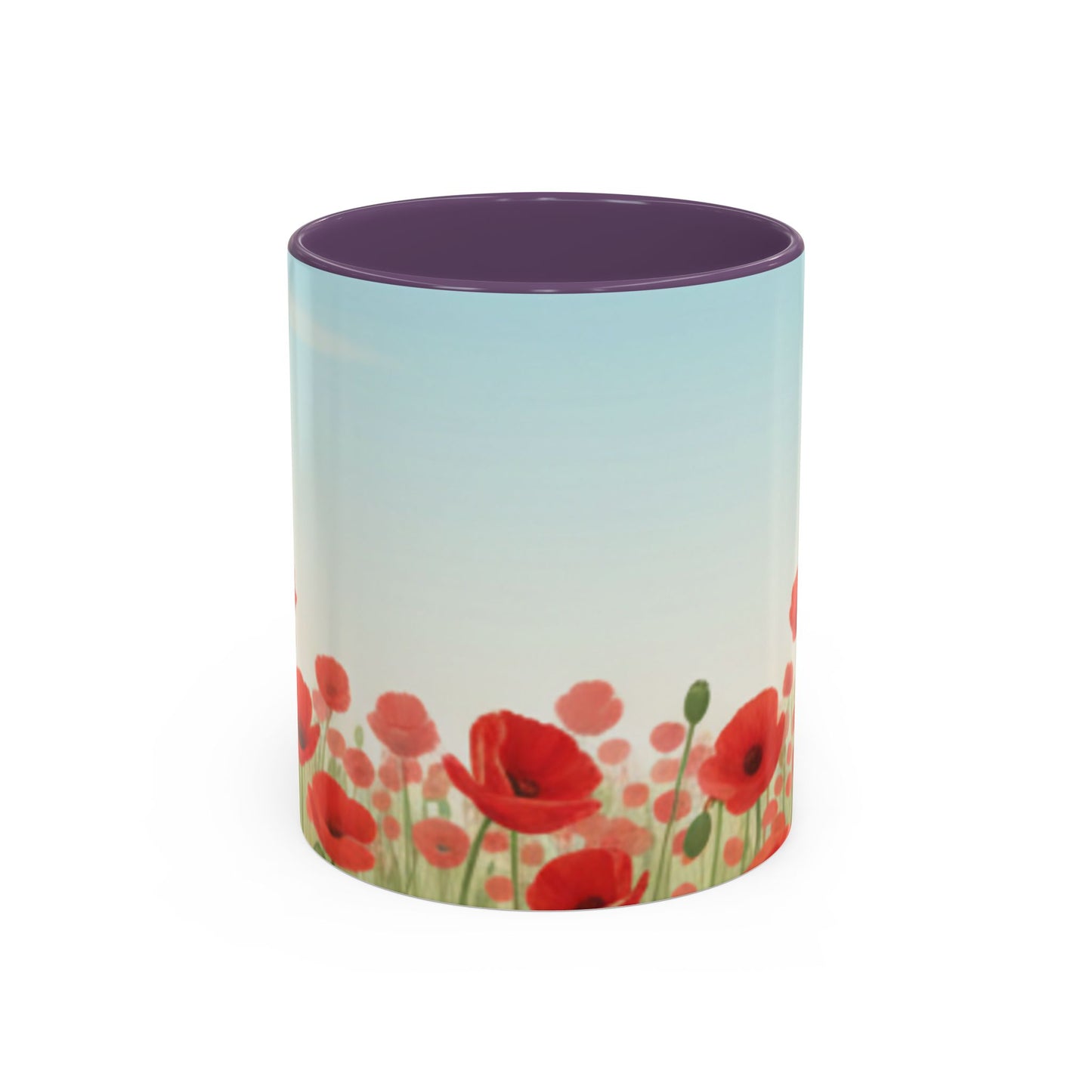 Poppy Field Accent Coffee Mug — Floral 11/15oz Ceramic Morning Cup Bright Uplifting