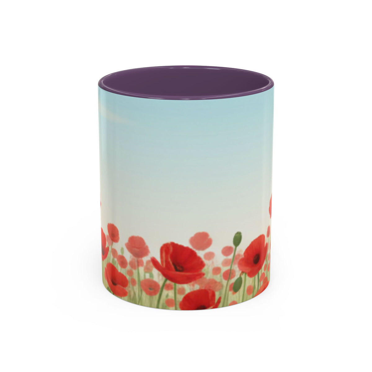 Poppy Field Accent Coffee Mug — Floral 11/15oz Ceramic Morning Cup Bright Uplifting