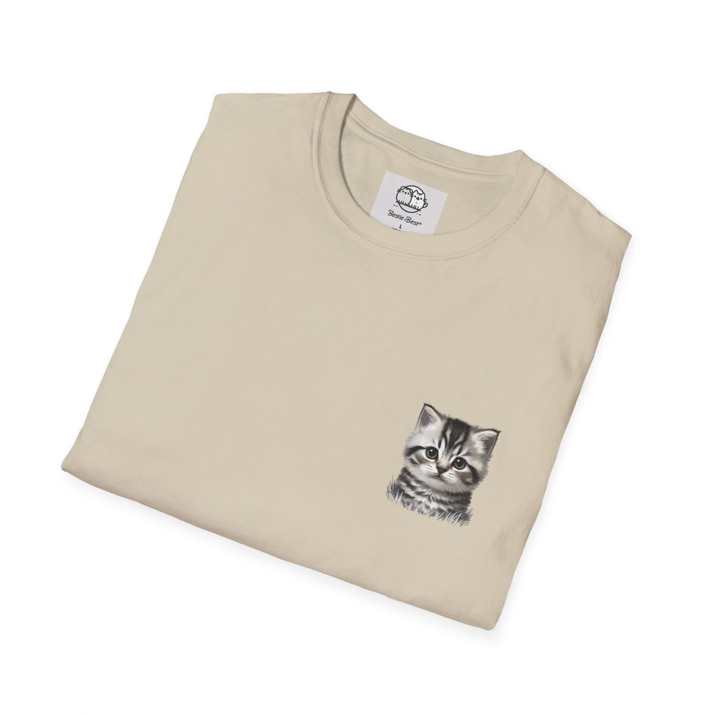 Proper Kitten Portrait T-Shirt | Small Chest Pocket Illustration- Bestie Best Collection