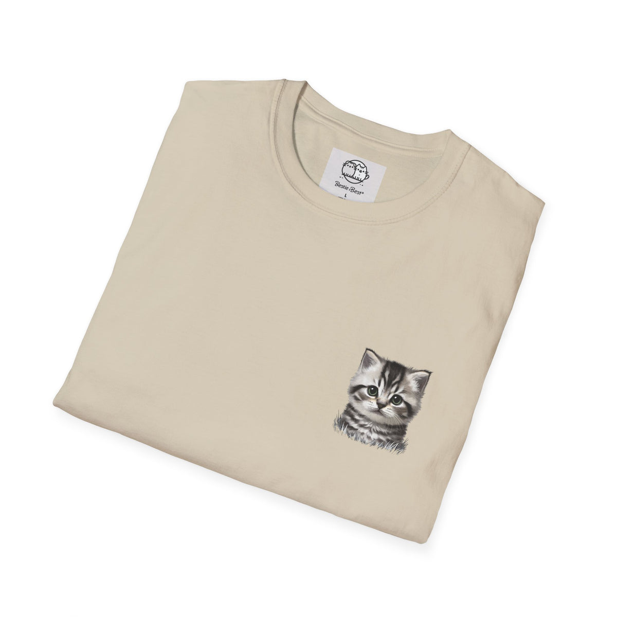 Proper Kitten Portrait T-Shirt | Small Chest Pocket Illustration- Bestie Best Collection
