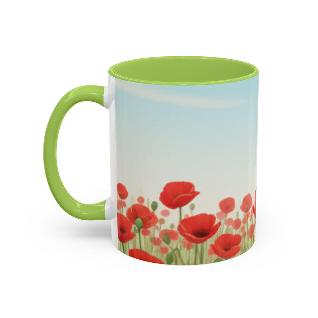 Poppy Field Accent Coffee Mug — Floral 11/15oz Ceramic Morning Cup Bright Uplifting