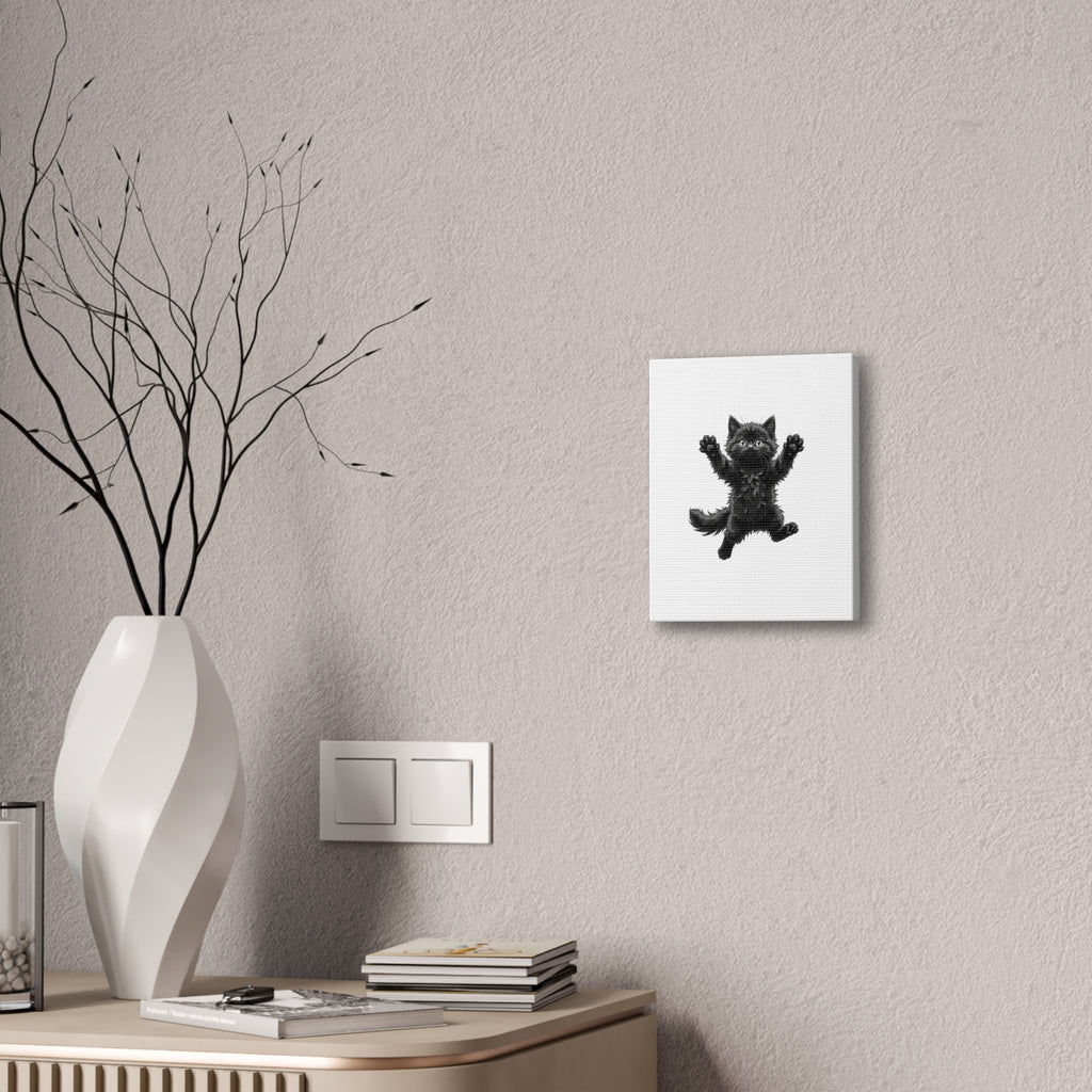 Playful Fluffy Black Kitten Canvas- Twixie Collection- Bestie Best Decor Collection