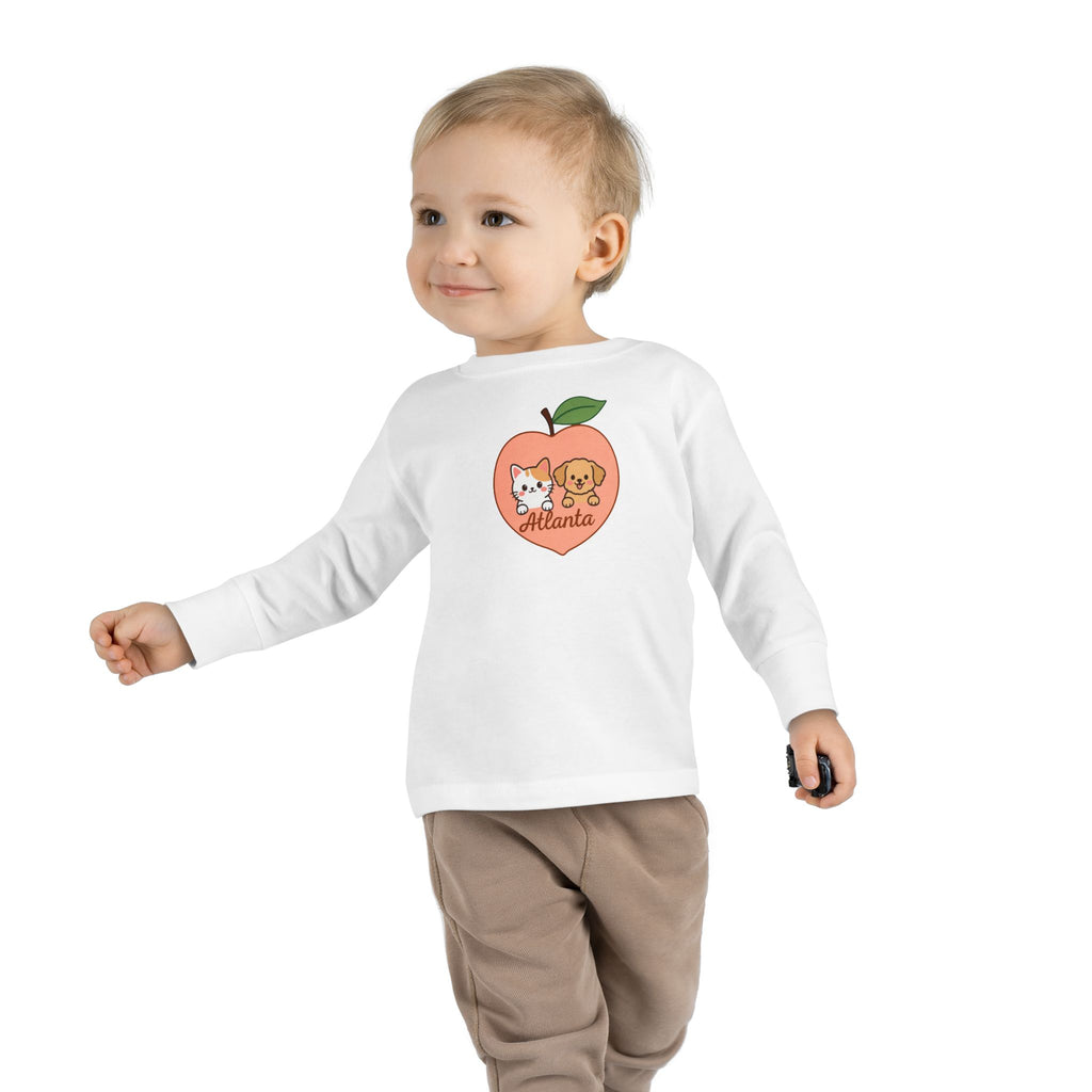 ATLANTA Peach Puppy and Kitten Toddler long sleeve tee | Cute Georgia design